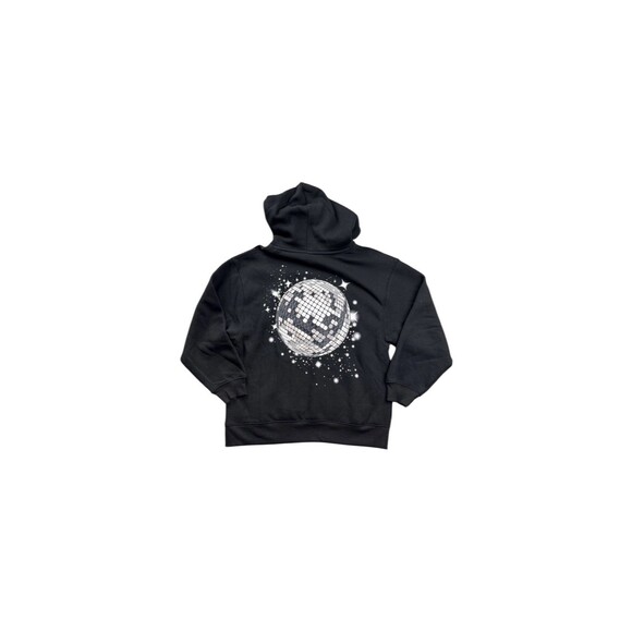 Vintage-Inspired Black Hoodie with Disco Ball & Star Graphics ~ Size: M ~ NWT - Picture 1 of 3